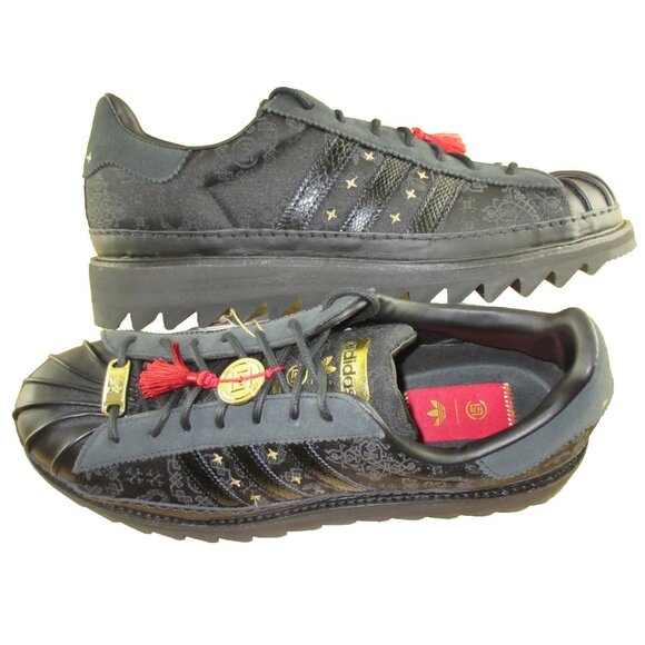 Adidas Men's Clot Edison Chen Superstar Shoes Black Gold Size 12 NIB JR5114 - Picture 9 of 10